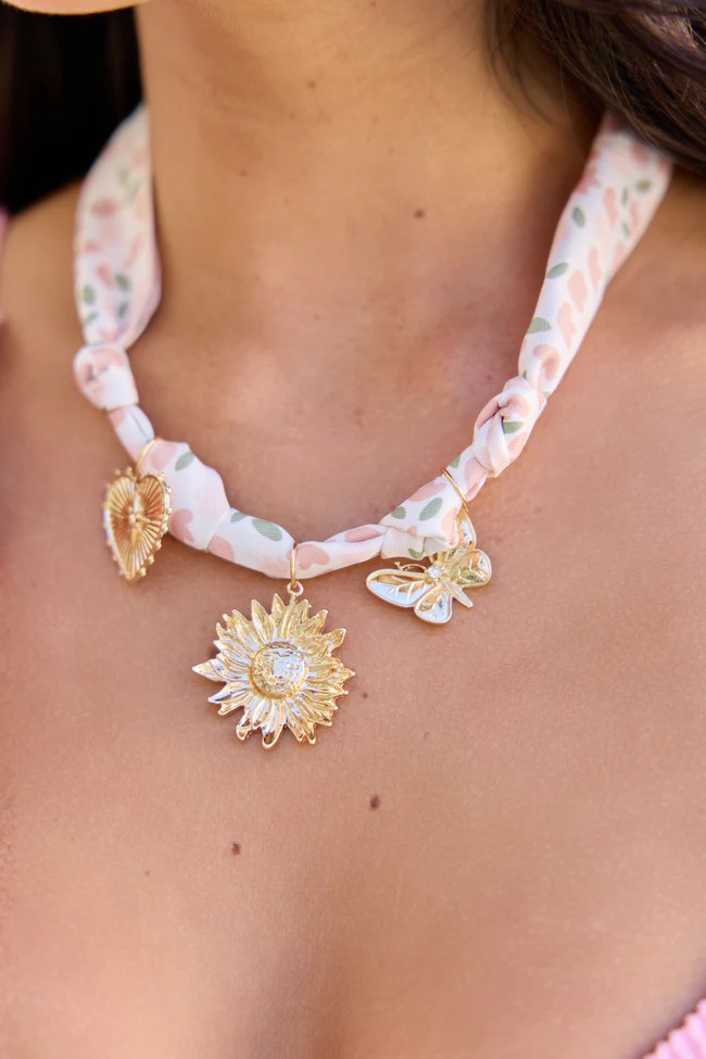 Laurel Pink Scarf Charm Necklace SALE | Pink Lily