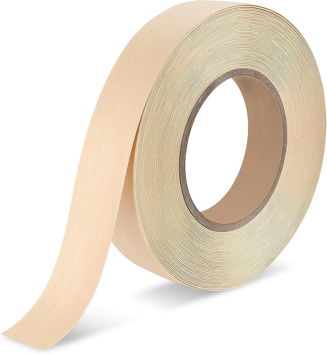 BEVTEE Birch Edge Banding, 7/8 Inch x 50 ft Wood Veneer Roll Pre-glued, Flexible Birch Iron-on Ve... | Amazon (US)
