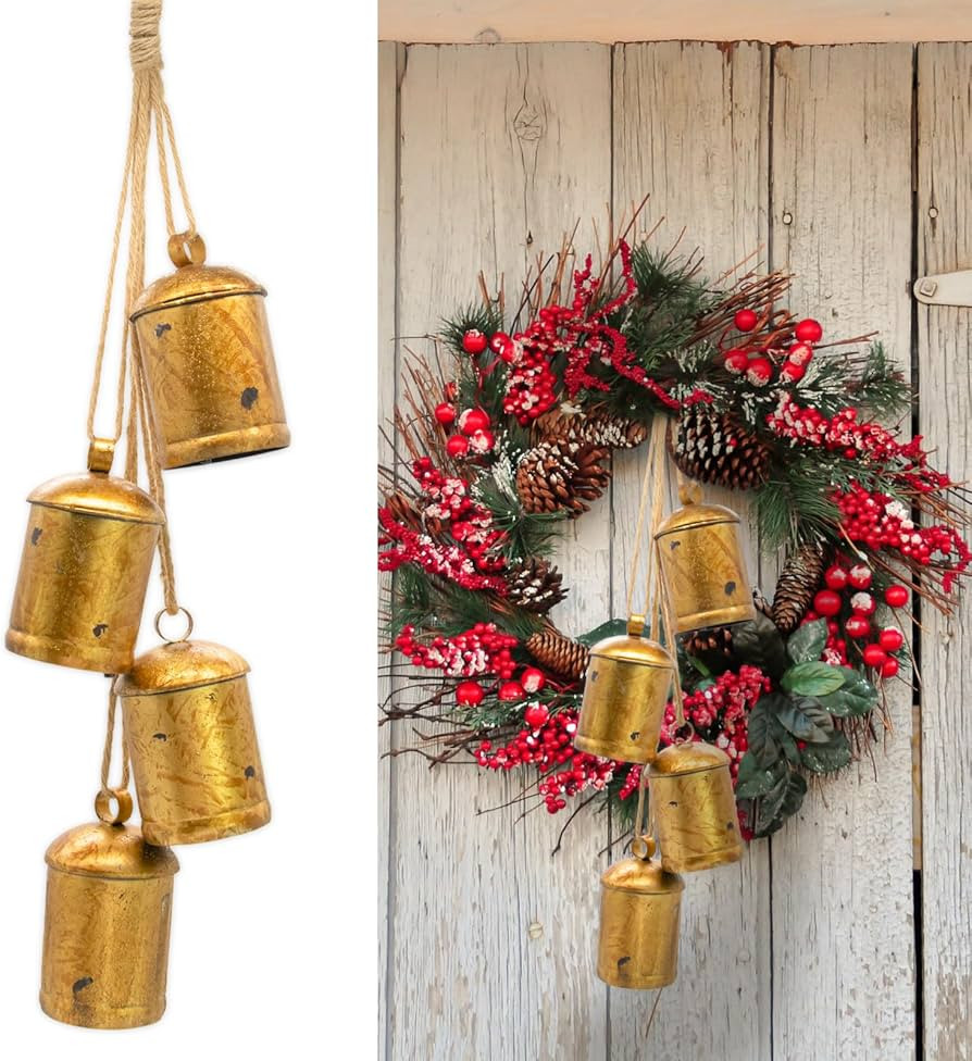 Christmas Decorations, Set of 4 Christmas Bells for Decoration, Harmony Cow Bells Vintage Decor, ... | Amazon (US)
