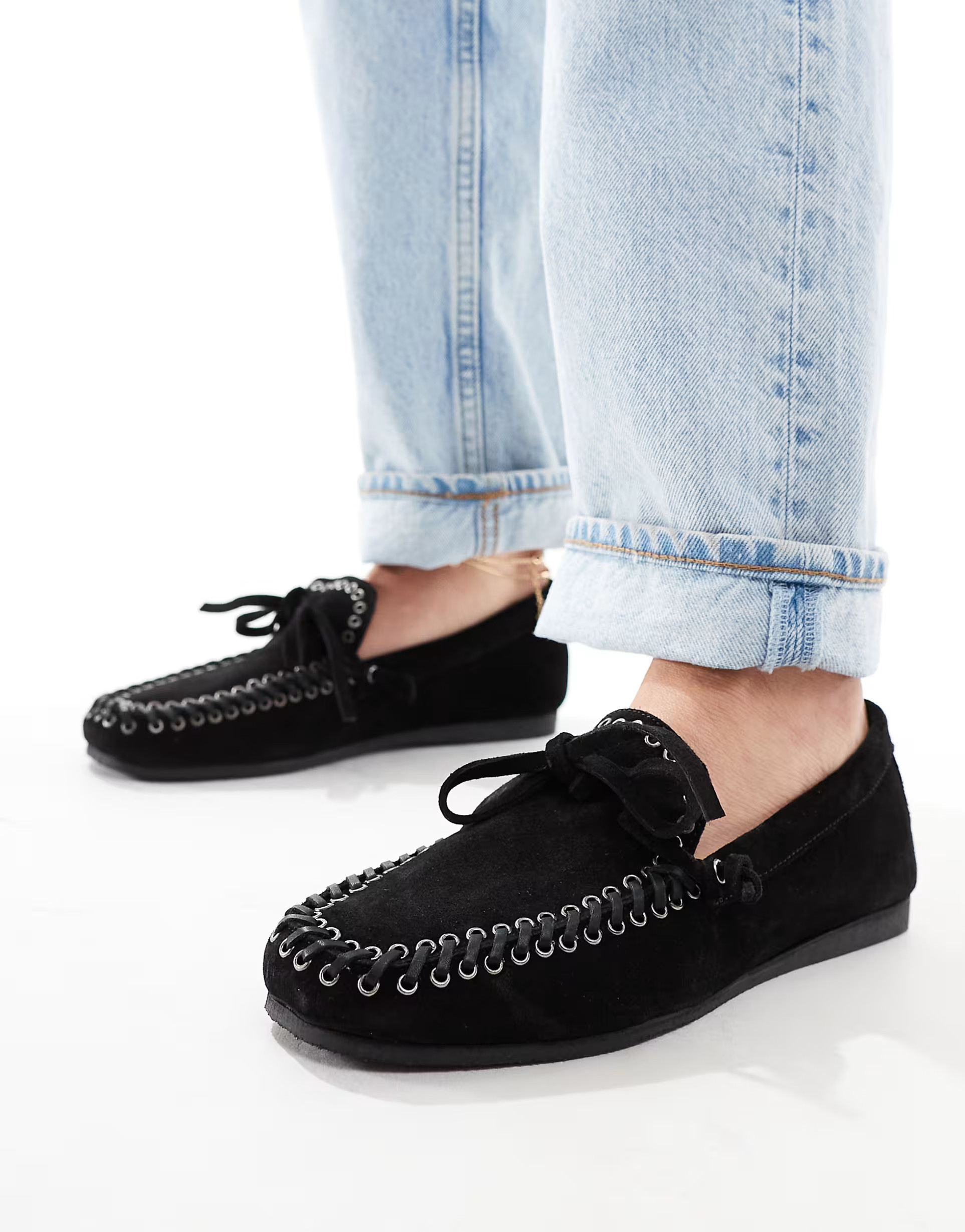 ASOS DESIGN Merit leather boat shoe in black | ASOS (Global)