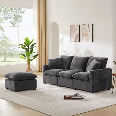 CAVINAS Modern Modular Sectional Sofa, 86*57" Modern Modular Sofa, 4 Seat Chenille Sectional Couch Set with 2 Pillows Included | Target