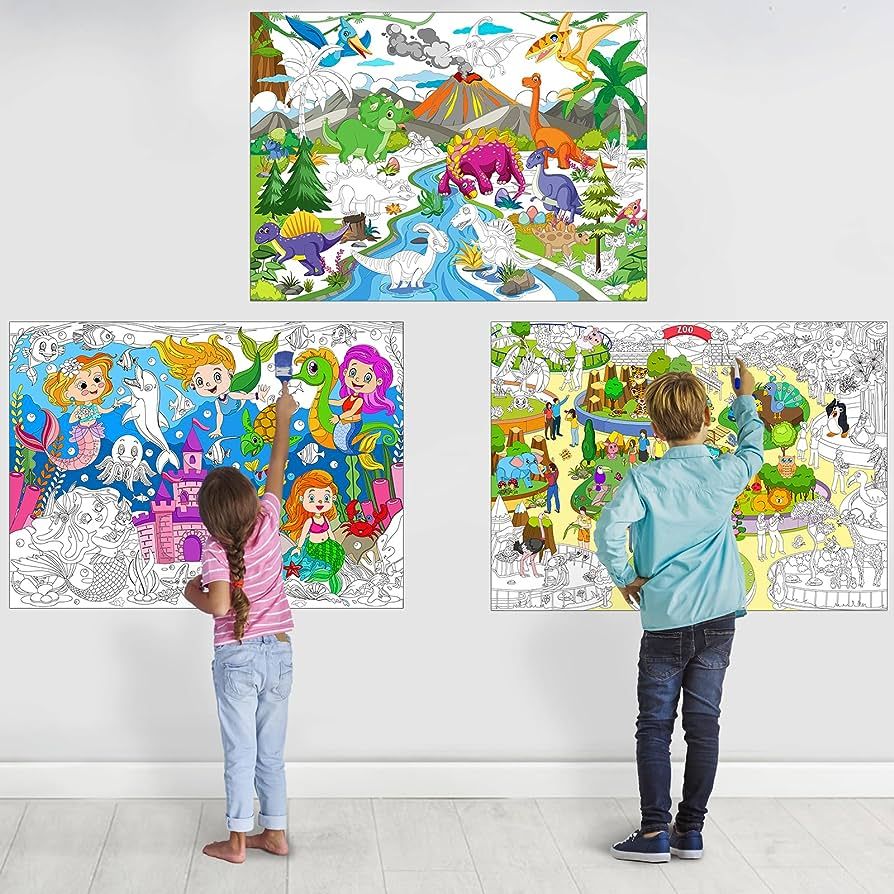 3Pack Large Coloring Poster for Kids, Giant Coloring Poster for Kids, Huge Big Coloring Page Craf... | Amazon (US)