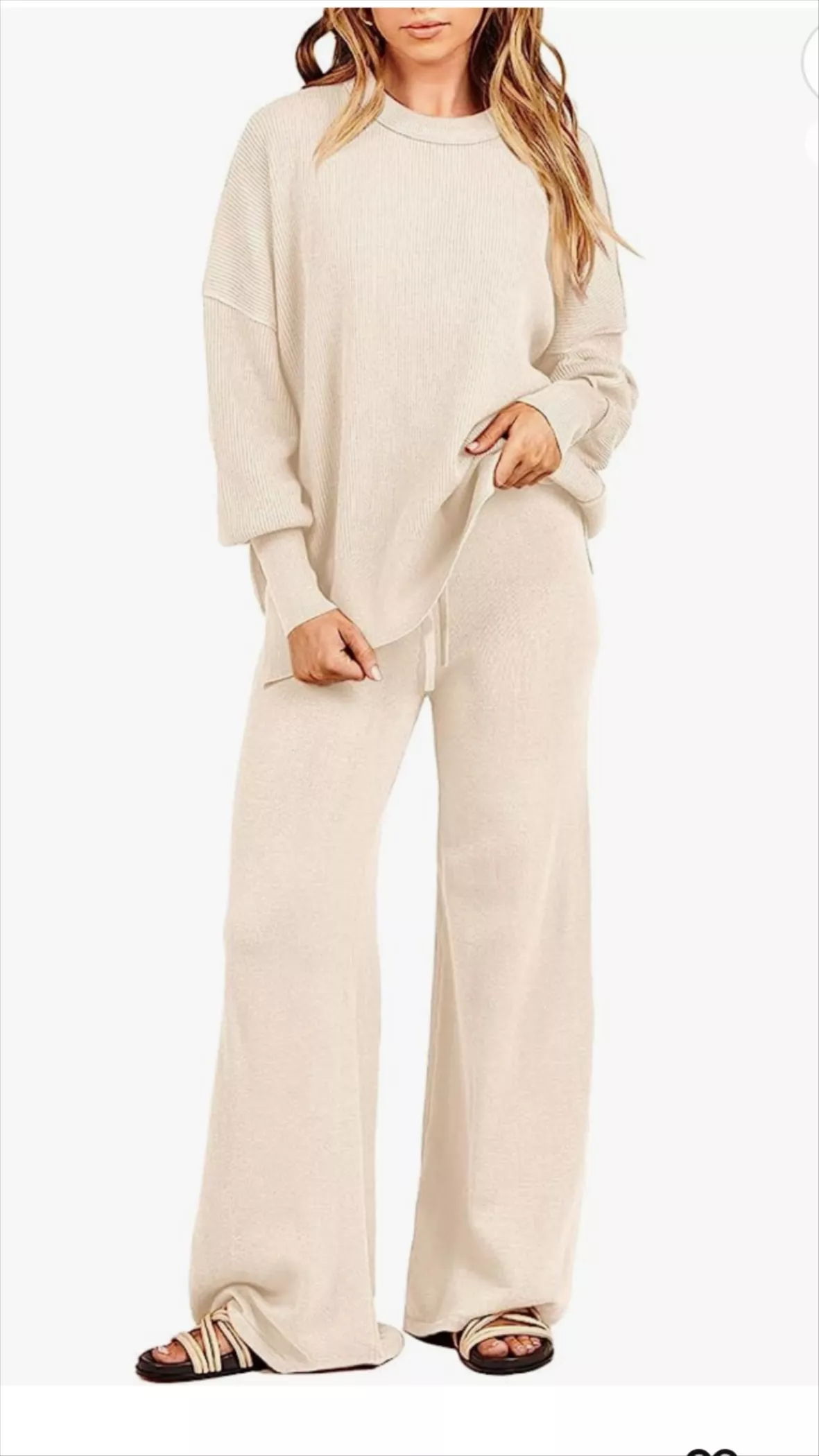 Knitted Sweater and Wide Leg Pants Lounge Set