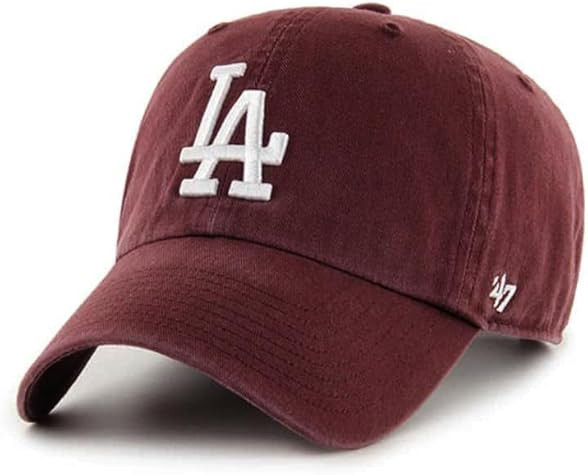 47 Los Angeles Dodgers Hat Mens Womens Clean Up Adjustable Baseball Cap, Cacao Brown, White Logo,... | Amazon (US)
