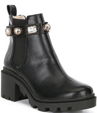 Steve Madden Amulet Jewel Embellished Lug Sole Chunky Block Heel Combat Platform Booties | Dillar... | Dillard's
