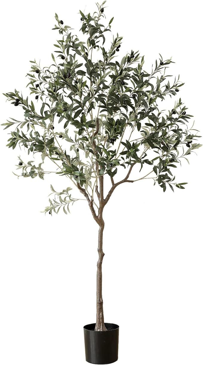 Apeair Artificial Olive Tree, Tall 6.3Feet Fake Potted Olive Silk Tree with Planter, Large Faux H... | Amazon (US)