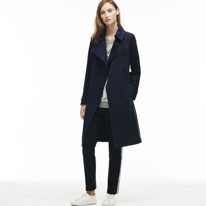 Lacoste Women's Belted Trench Coat - Abyssal Blue | Lacoste US