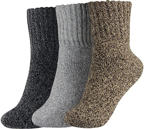 BenSorts Women's Winter Boots Socks 3 Pair Pack Thick Warm Cozy Crew Socks Mom Wife Gifts Black Brown Gray | Amazon (US)