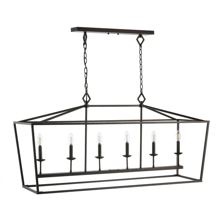Safavieh Prener 6 Light Industrial Pendant, Bronze Black | Walmart (US)
