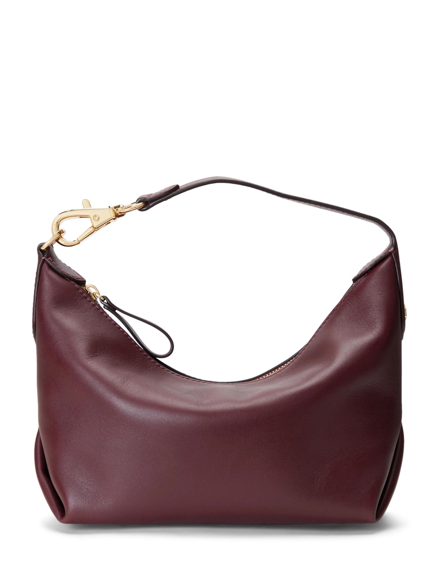 Lauren Ralph Lauren Kassie Small Leather Shoulder Bag, Vintage Burgundy | John Lewis (UK)