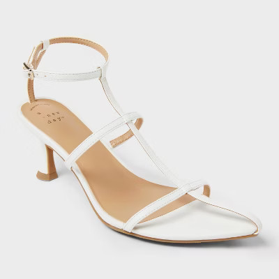 Women's Bliss Strappy Pointed Toe Heels with Memory Foam Insole - A New Day™ White | Target