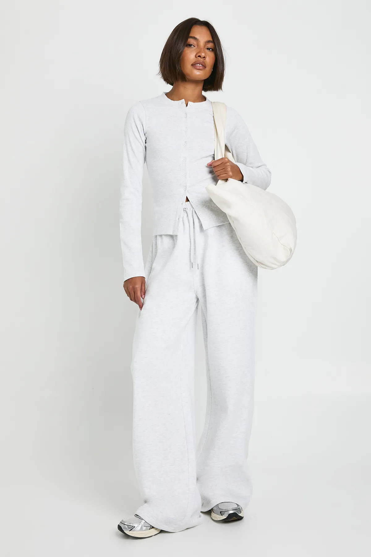 Tall Rib Button Through Long Sleeve Tracksuit | Boohoo.com (UK & IE)