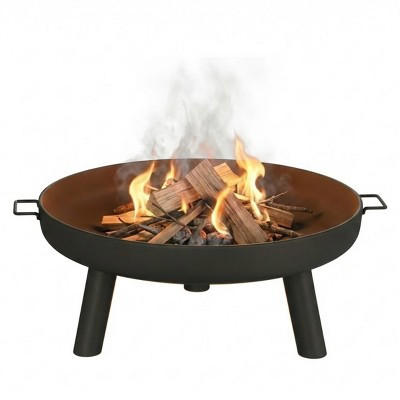 Fire Pit - 27.5-Inch Outdoor Wood Burning Firepit with Handles and Cover - Outdoor Fire Pits for Backyard, Deck, or Patio by Pure Garden (Black) | Target