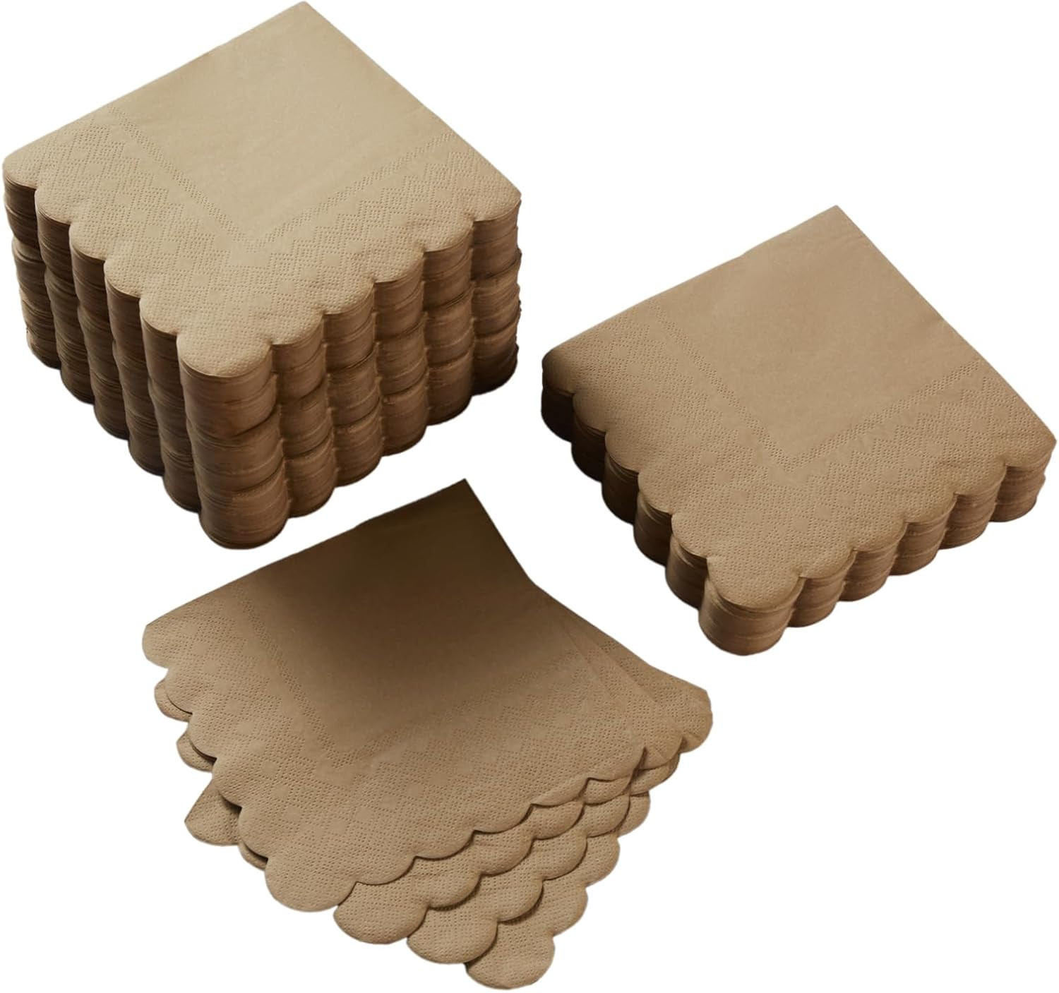 200 Pack Cocktail Napkin 2-Ply Scalloped Edged Dessert Napkins Folded 5 x 5 Inches Disposable Nap... | Amazon (US)