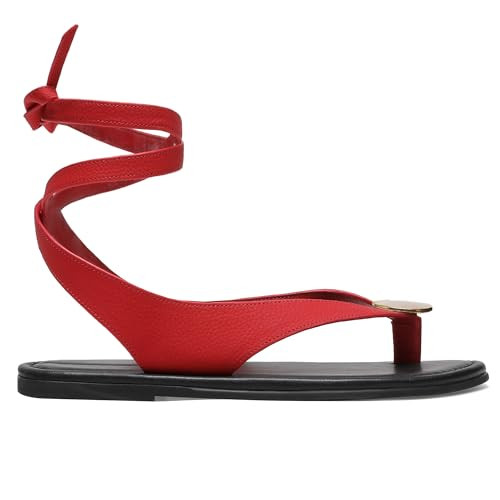 Molozoey Suede Flat Sandals for Women with Metal Circular Ankle Strappy Ladies Fashion Cute Summe... | Amazon (US)