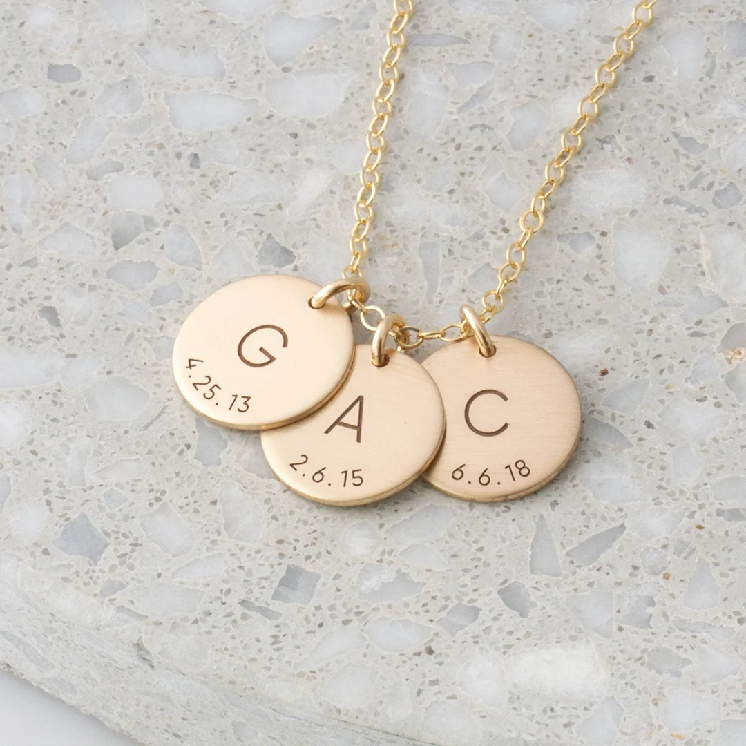 Personalized Initial Birthdate Necklace/new Mom - Etsy | Etsy (US)