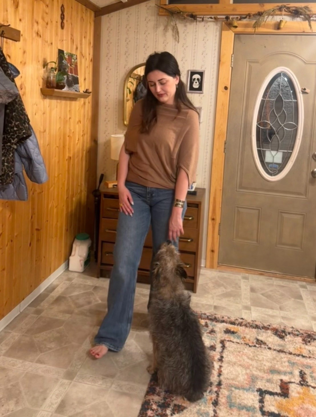 Trying to get an outfit pic before I leave and of course the Bit wants in it too 😍

#LTKSeasonal #LTKTall #LTKHoliday