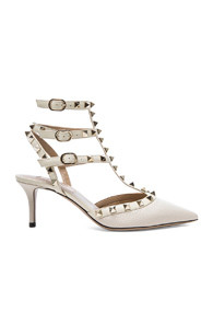 Valentino Rockstud Leather Slingbacks T.65 in White | FWRD 
