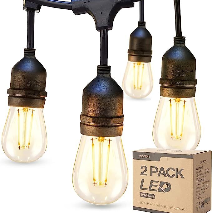 addlon 2 Pack 48ft LED Outdoor String Lights with Edison Shatterproof Bulbs Commercial Grade Dimm... | Amazon (US)
