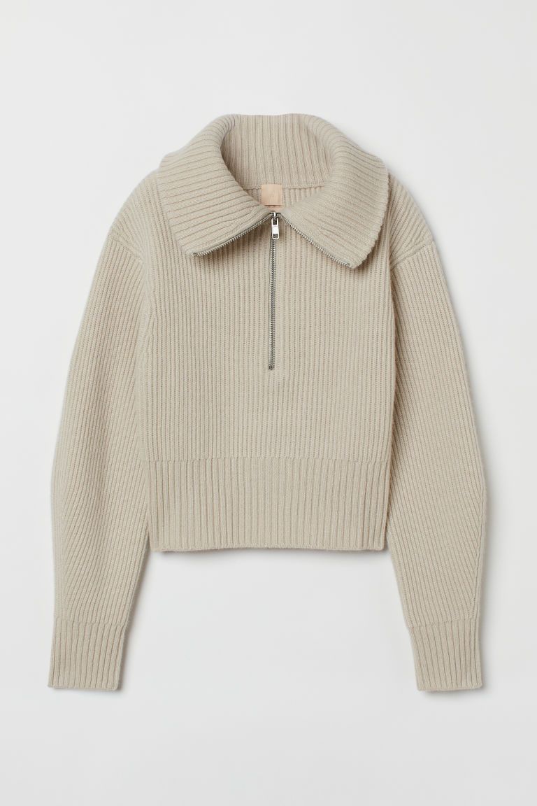 H & M - Rib-knit Wool Sweater - Beige | H&M (US + CA)