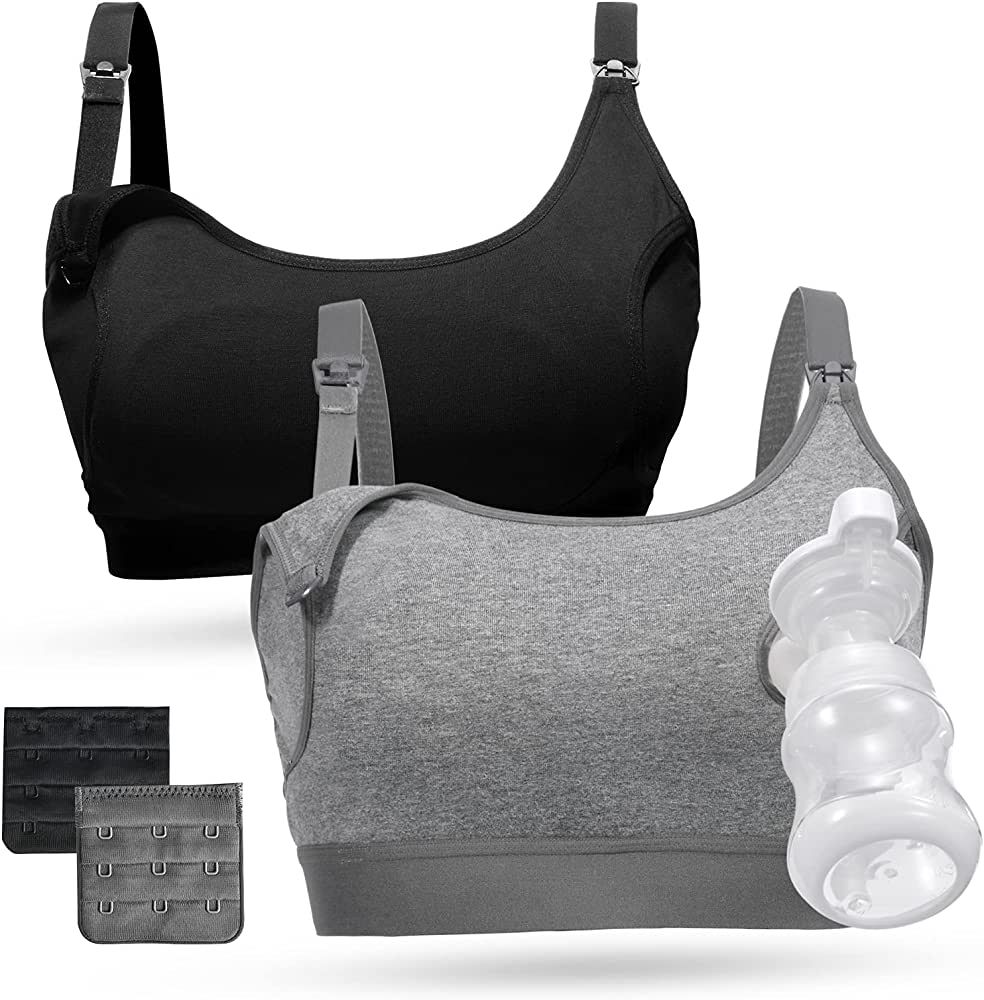 Pumping Bra, Momcozy Hands Free Pumping Bras for Women 2 Pack Supportive Comfortable All Day Wear... | Amazon (US)