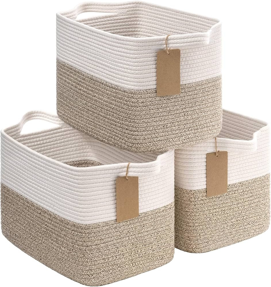 Goodpick Woven Baskets for Storage, Empty Gift Baskets with Handles, Cube Organizer Bins, Small L... | Amazon (US)