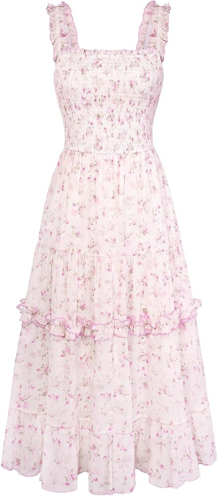SCARLET DARKNESS Floral Dress for Women 2026 Flowy Sundress Smocked Cottagecore Dresses | Amazon (US)