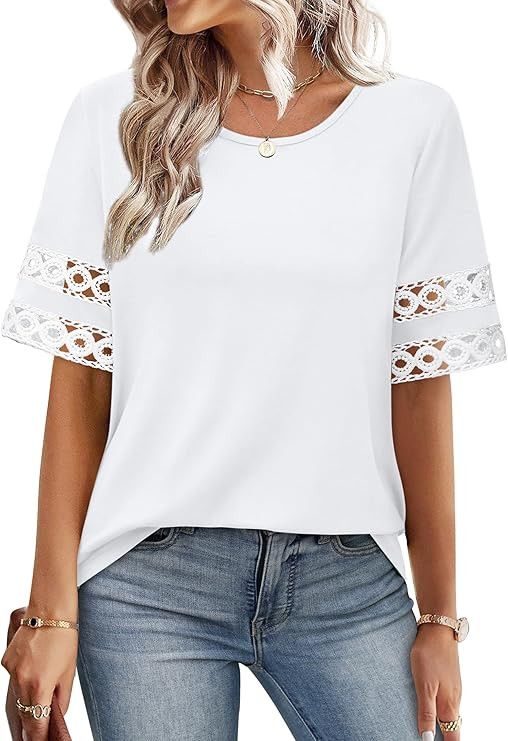 XIEERDUO Women Blouses Dressy Casual Summer Tops Color Block Short Sleeve Shirts Fashion Business... | Amazon (US)