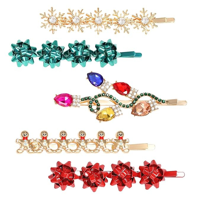 Christmas Hair Clips for Women Rhinestone Snowflake Hairpin Christmas Bulb Light JOY Alligator Ha... | Amazon (US)