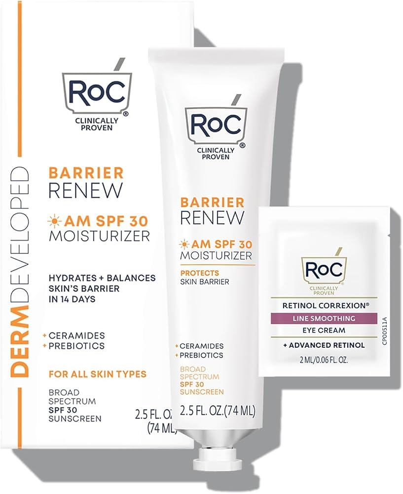 RoC Barrier Renew Day Cream with SPF 30, Moisturizer with Ceramides & Prebiotics to protect Skin ... | Amazon (US)