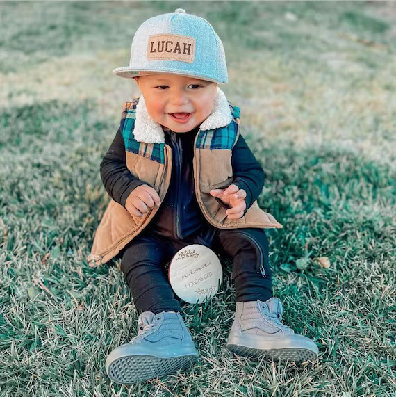 Classic Block Font | Custom Infant Toddler Kids Youth Baby Snapback Hat | Child Cap | Personalize... | Etsy (US)