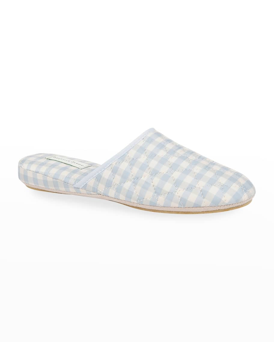 Patricia Green Sari Silk Gingham Slippers | Neiman Marcus