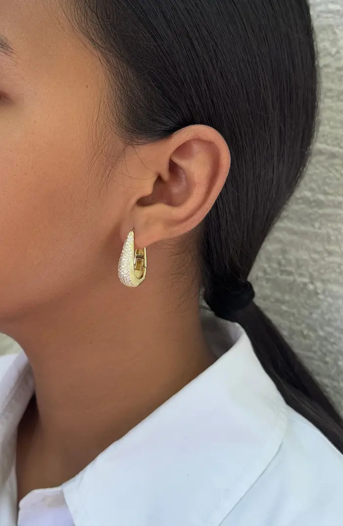 Adornia 14K Gold Plated Pav\u00e9 Cubic Zirconia Hoop Earrings | Nordstromrack | Nordstrom Rack