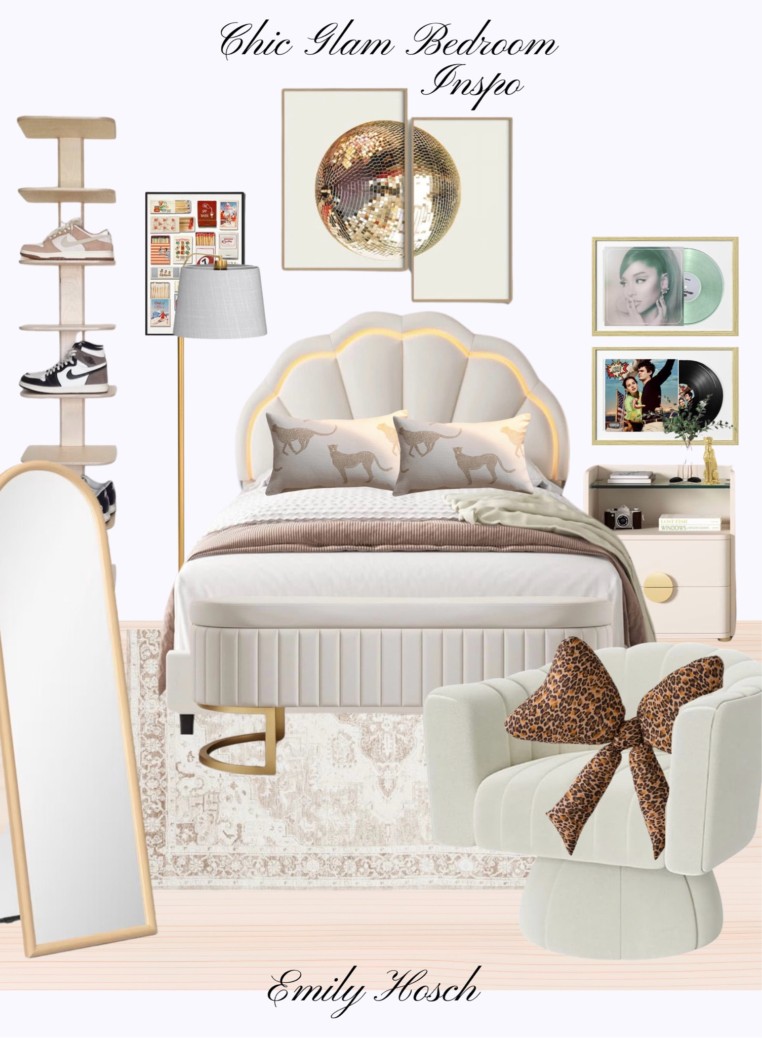 Aesthetic Bedroom Inspo

Chic glam bedroom  leopard trendy bedroom  it girl bedroom  nyc apartment  nyc bedroom inspo  home decor  interior design  beddings  bedroom collage  leopard pillows  bow pillows  disco art  wall art prints  shoe shelves  vinyl frames  mirror  standing mirror  shell headboard  matchbox art  art prints  Emilyhosch

#LTKHome #LTKStyleTip #LTKFindsUnder100