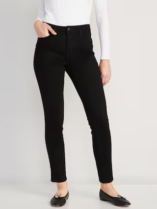 High-Waisted Power Slim Straight Black Jeans for Women | Old Navy (US)