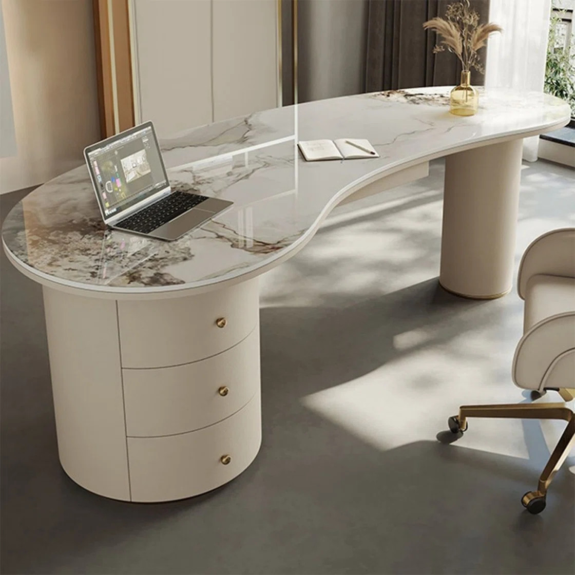 Sintered Stone Office Desk,Executive Desk,Writing desk  with Drawers | Wayfair North America
