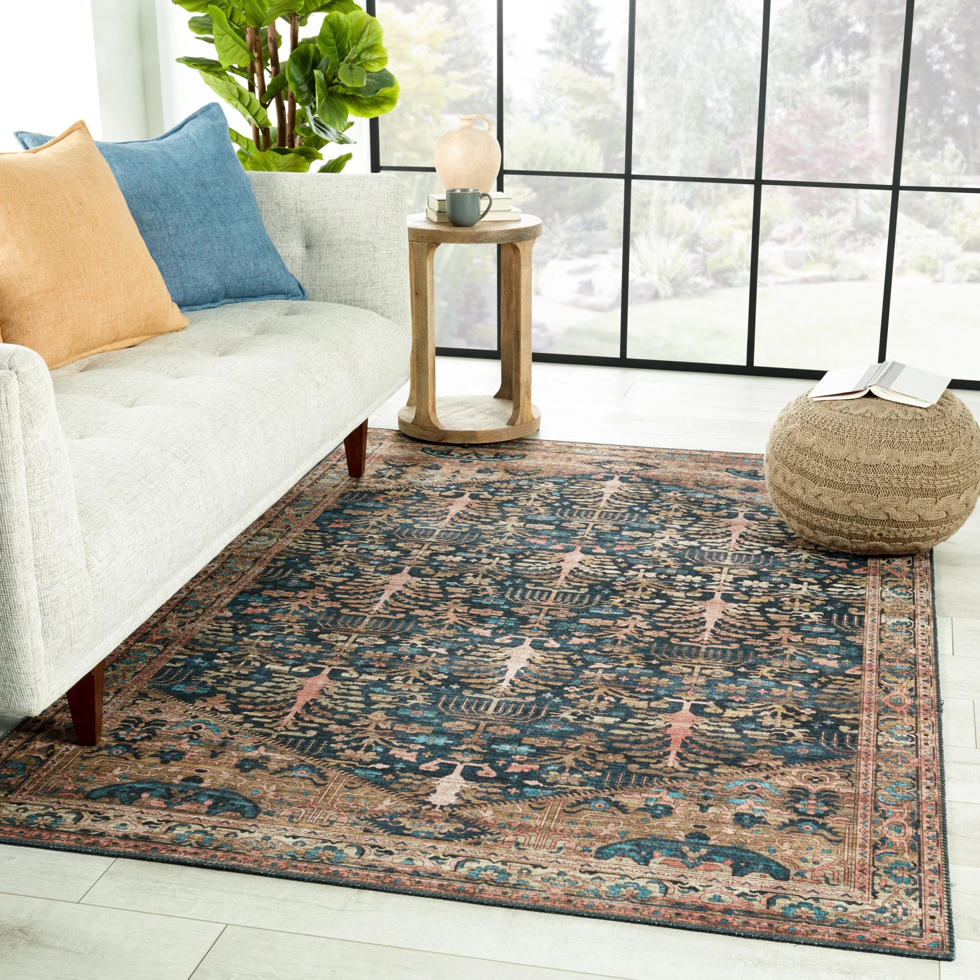 Keyara Printed Jayven Blue/Tan (KNC-04) Area Rug | Rugs Direct