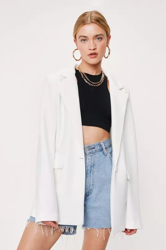 Neoprene Tailored Oversized Front Pocket Blazer | Nasty Gal (US)