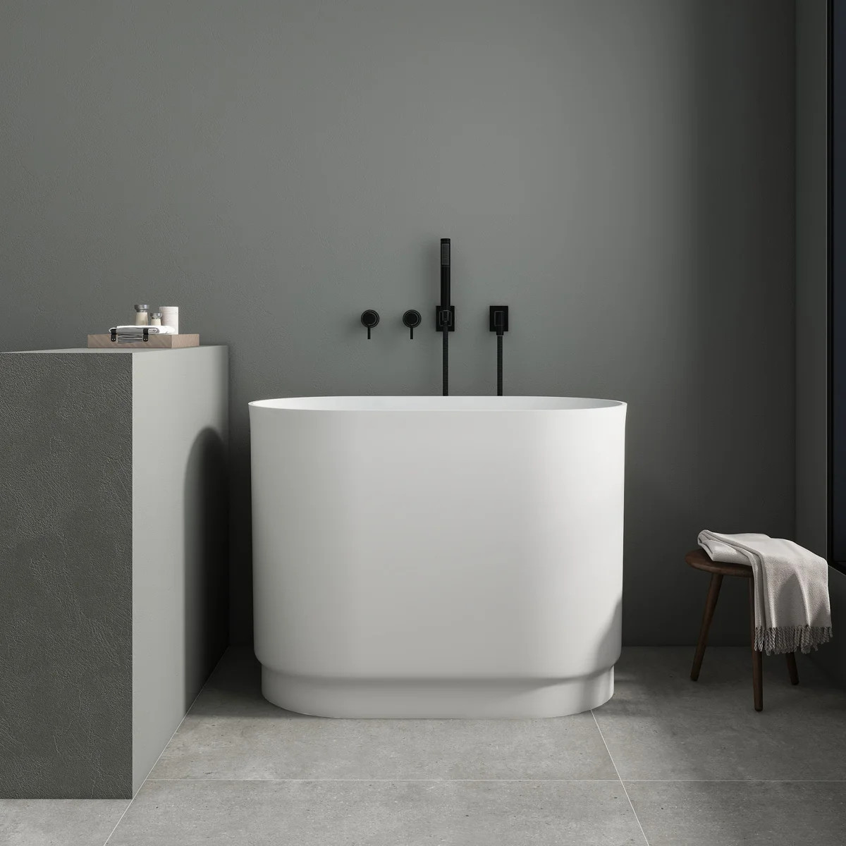 39'' X 23'' Freestanding Soaking Solid Surface Bathtub For Small Space 28-39 | Wayfair North America