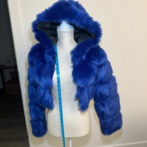 Vibrant Blue Faux Fur Hooded Jacket | Poshmark