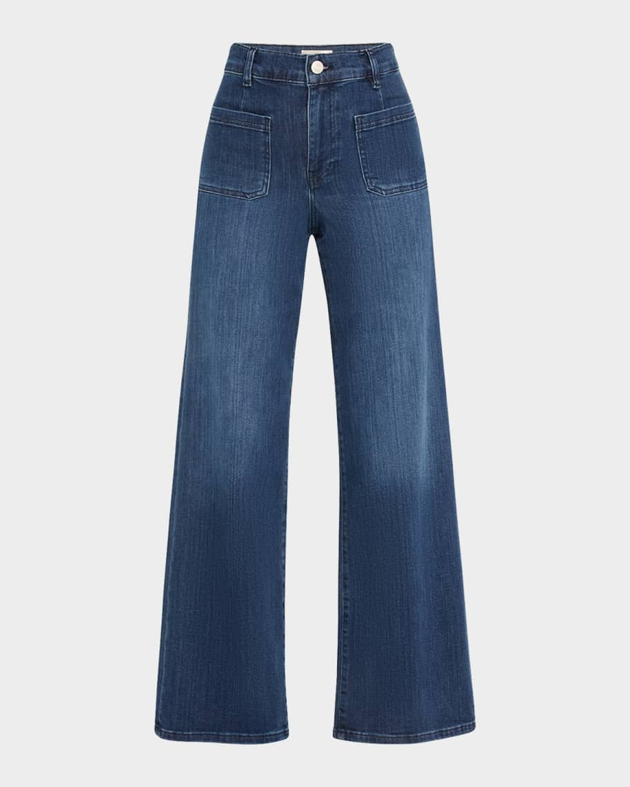 FRAME Le Slim Palazzo Bardot Pocket Jeans | Neiman Marcus