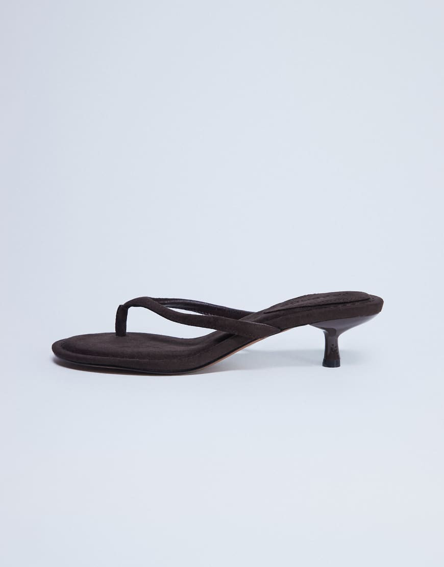 Topshop Axel toe thong mid heel sandal in brown | ASOS (Global)