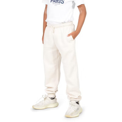 EVERYDAY KIDS Boys Cotton Fleece Sweatpants; Boys’ Activewear Jogger Pants - Soft and Breathable Cotton/Poly Blend, Off-White, Size 14/16, XL | Target