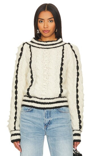Sapiq Sweater in Ivory & Black | Revolve Clothing (Global)