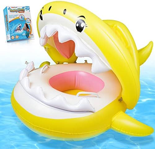 Baby Pool Float Swimming Float with Canopy Inflatable Floatie Swim Ring for Kids Aged 9-36 Months | Amazon (US)