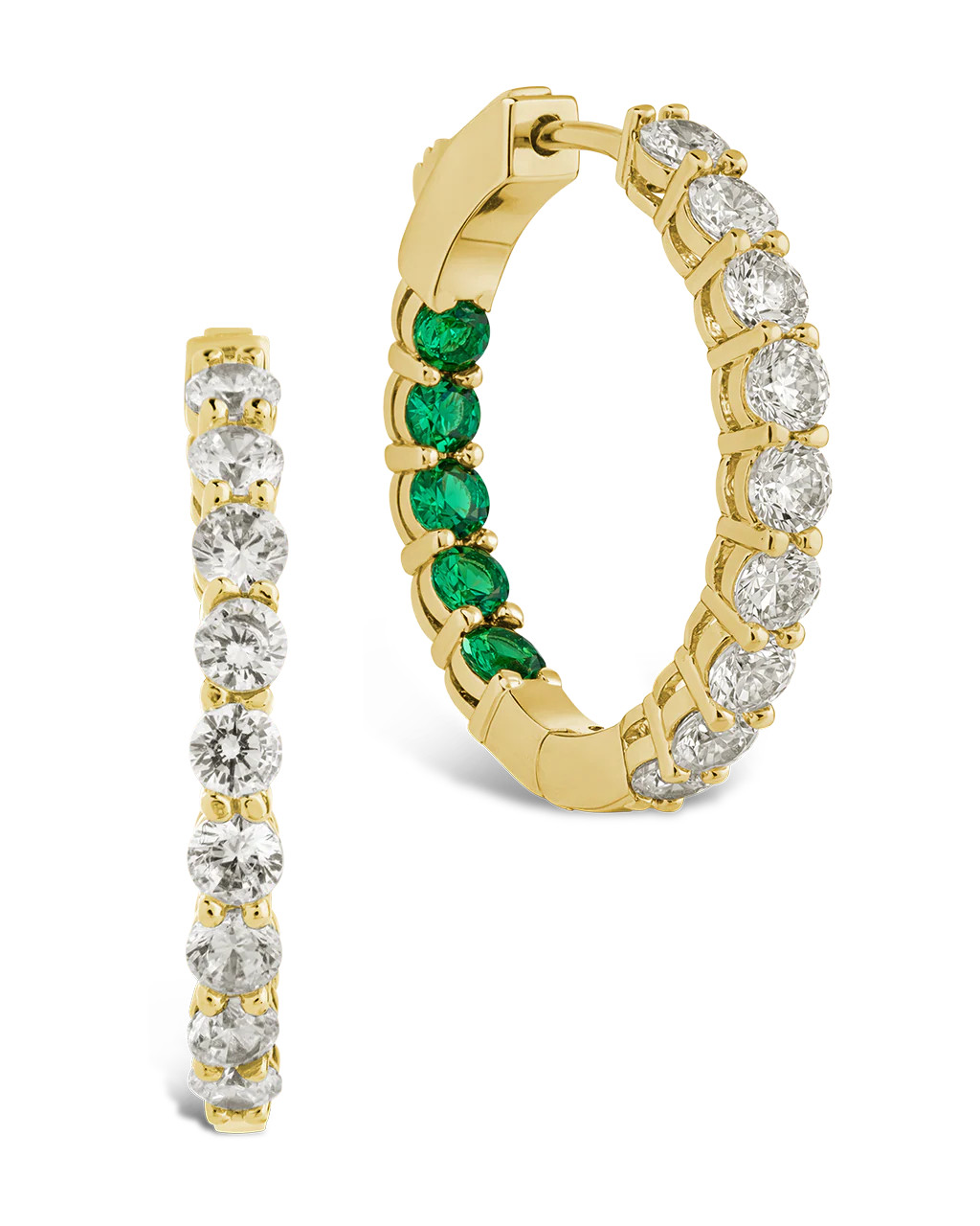 Karsyn Emerald Classic Hoops | Sterling Forever