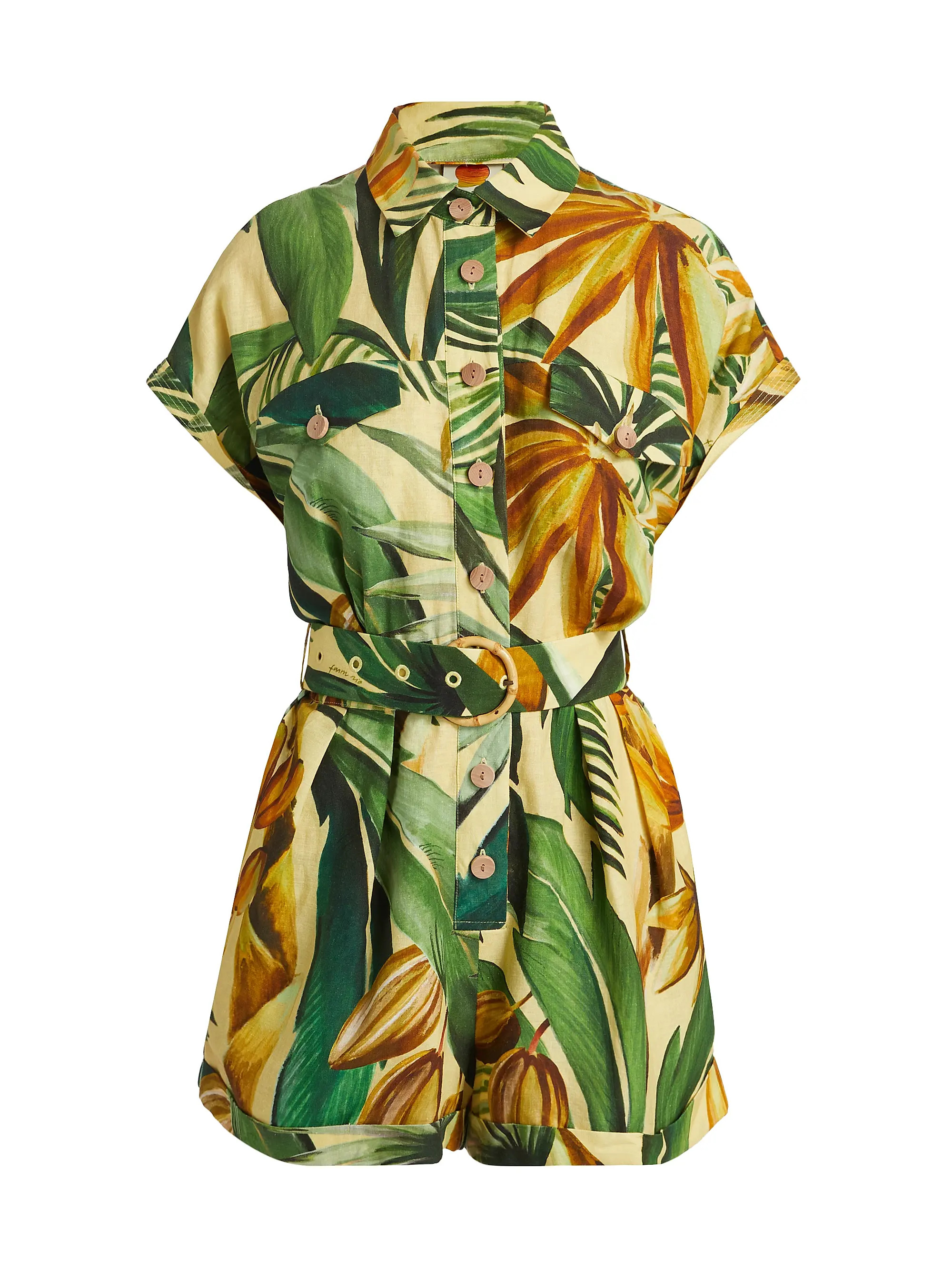 Shop Farm Rio Bananart Belted Romper | Saks Fifth Avenue | Saks Fifth Avenue