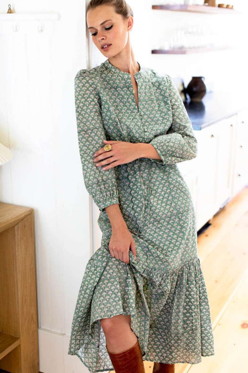Frances Dress 3 - Day Flowers Juniper Organic | Emerson Fry