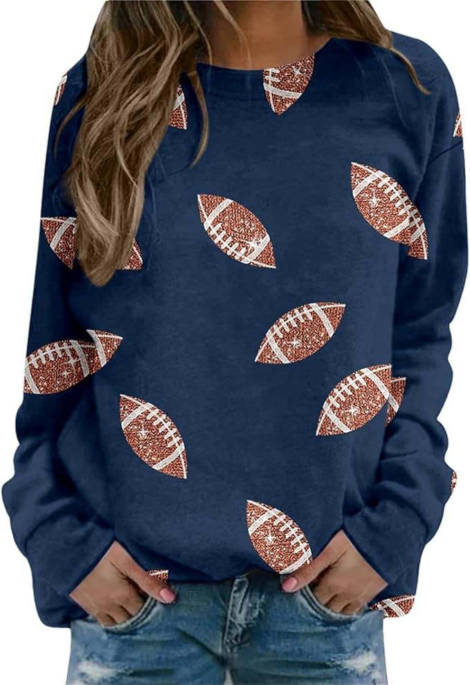 Football Sweatshirts for Women Plus Size Game Day Outfits Oversized Graphic Crewneck Football Mom... | Amazon (US)