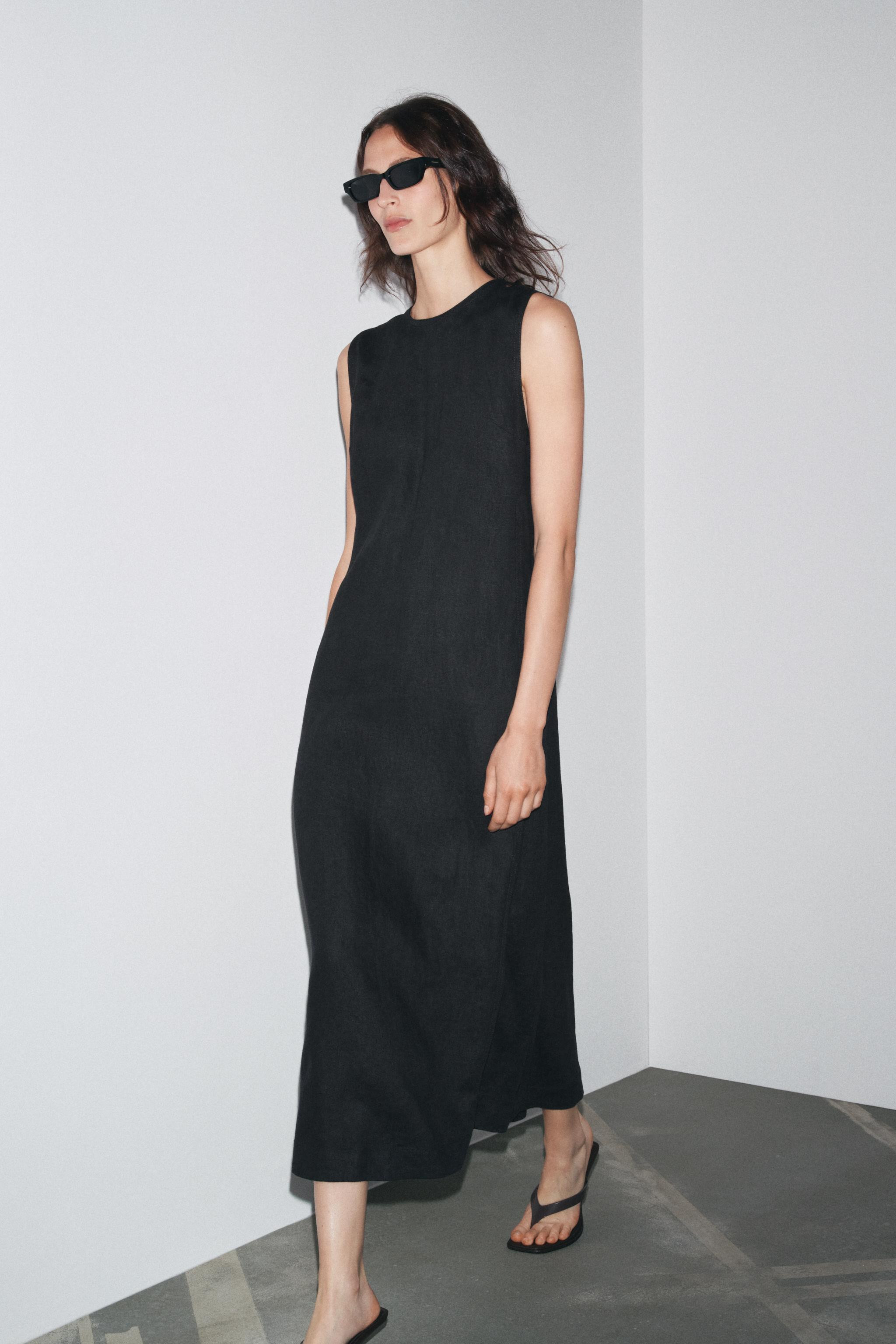 ZW COLLECTION 100% LINEN MIDI DRESS | Zara UK
